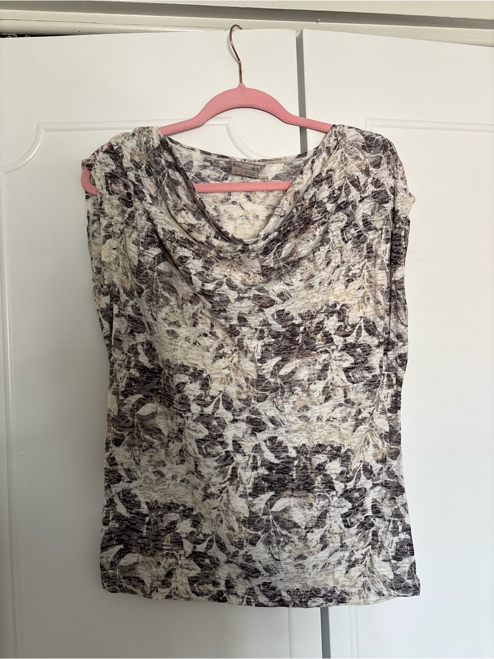 Royal Robbins Cream and Brown Floral Cowl Neck Camisole